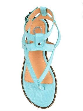 JOURNEE TURQUOISE NEW IN BOX T-POST SANDAL SZ 7